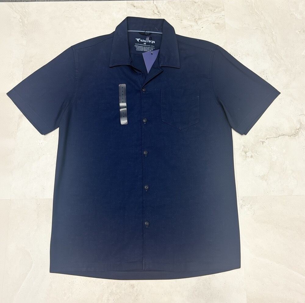 Birddogs Tech Linen Shirt Navy Short Sleeve Button Up Shirt NWT Men’s Size M